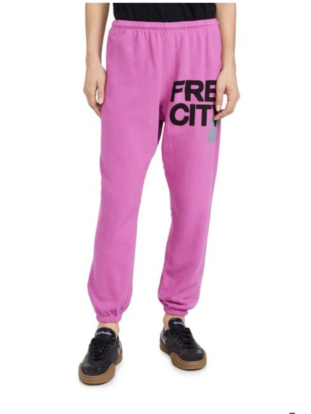 freecity women’s Hot Pink Sweatpants with Bold FREE CITY Logo